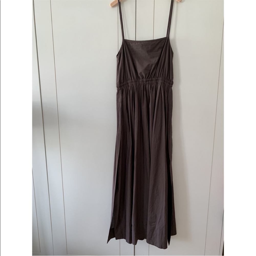 Matteau Gathered Brown Cotton Poplin Maxi Dress - Picture 9 of 15